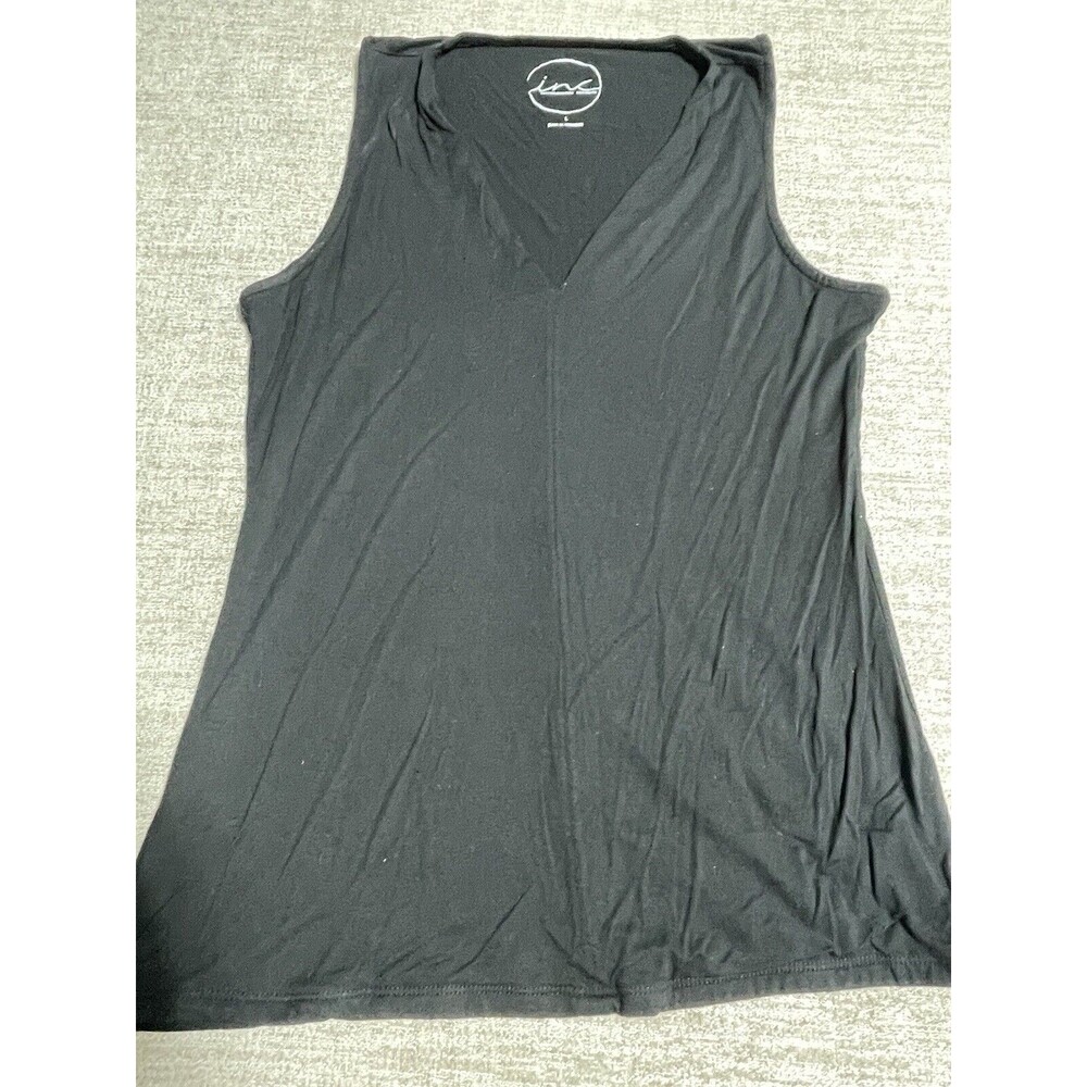 Inc Shirt Woman’s Sleeveless Tank Top Size Large Black Stretch